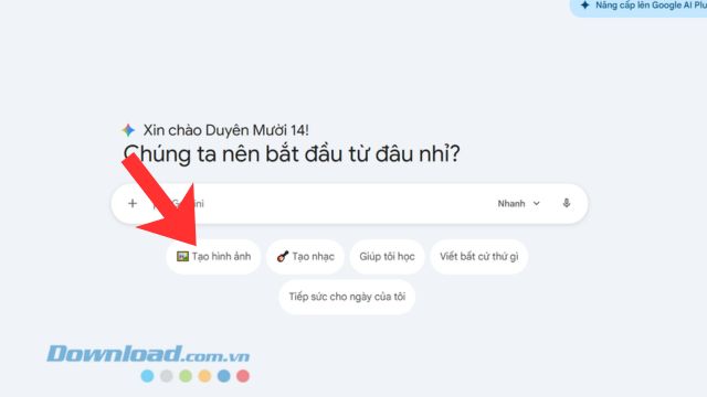 Nhấn vào mục Tạo hình ảnh.