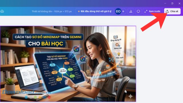 Click chuột vào nút Chia sẻ