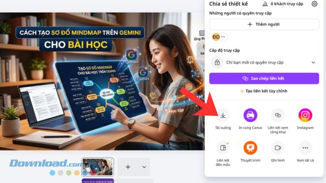 Ấn vào nút Tải xuống