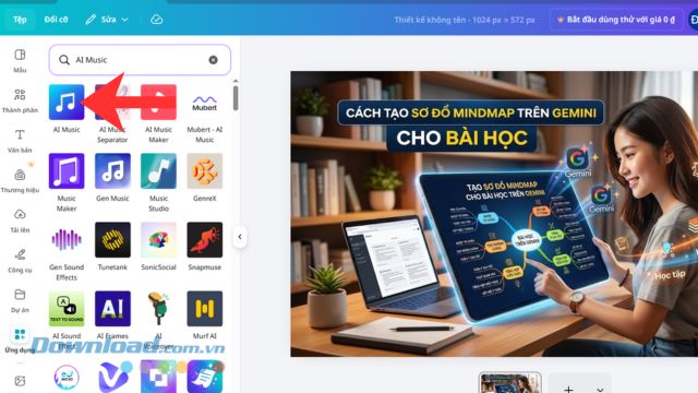 Nhập từ khóa và tìm kiếm tính năng AI Music