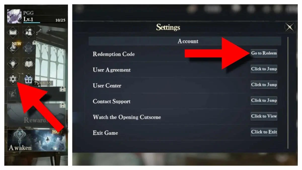 Màn hình đổi code Morimens