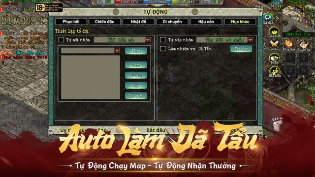 Tự động chạy map, tự động nhận thưởng