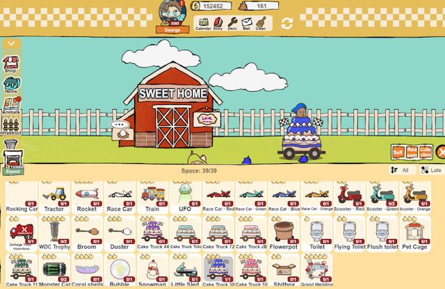 Trang bị cho các con vật nhiều phụ kiện, phương tiện, trang phục và vật phẩm cute