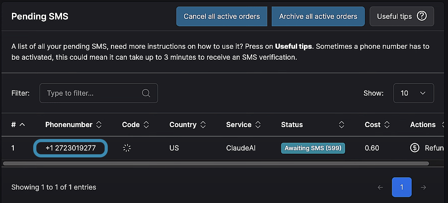 Số điện thoại sau khi đặt