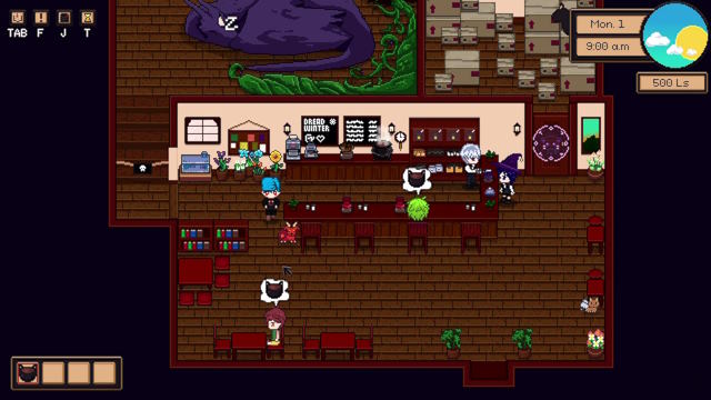 Dreadwinter là game mô phỏng quản lý quán cafe Pixel ấm cúng