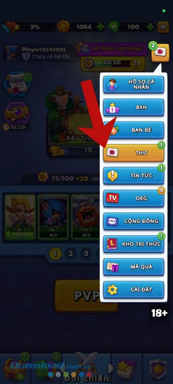 Nhấn vào mục Thư