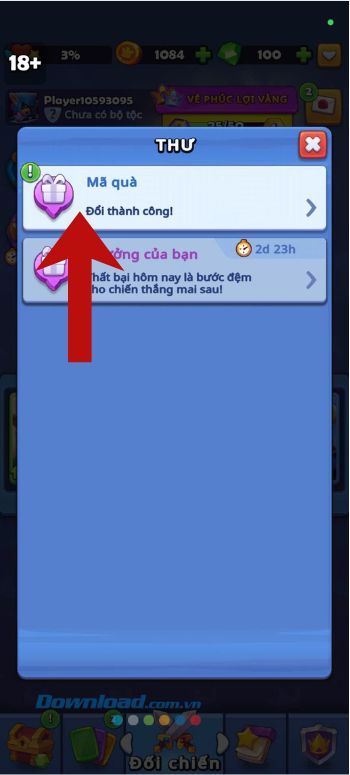 Ấn vào mục Mã quà