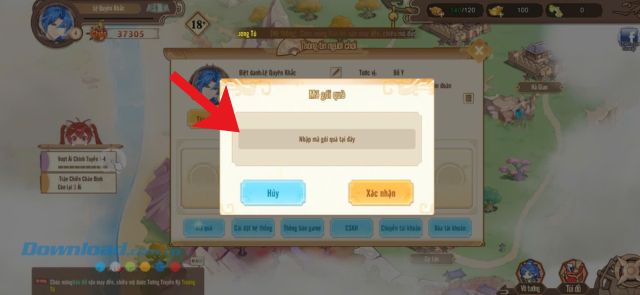 Nhập chính xác mã giftcode ở phía trên > Chạm vào nút Xác nhận