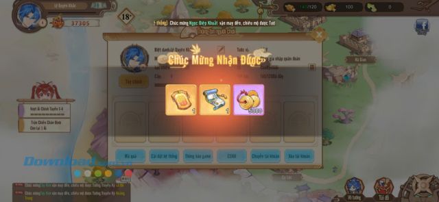  Ấn vào màn hình để nhận những trang bị 