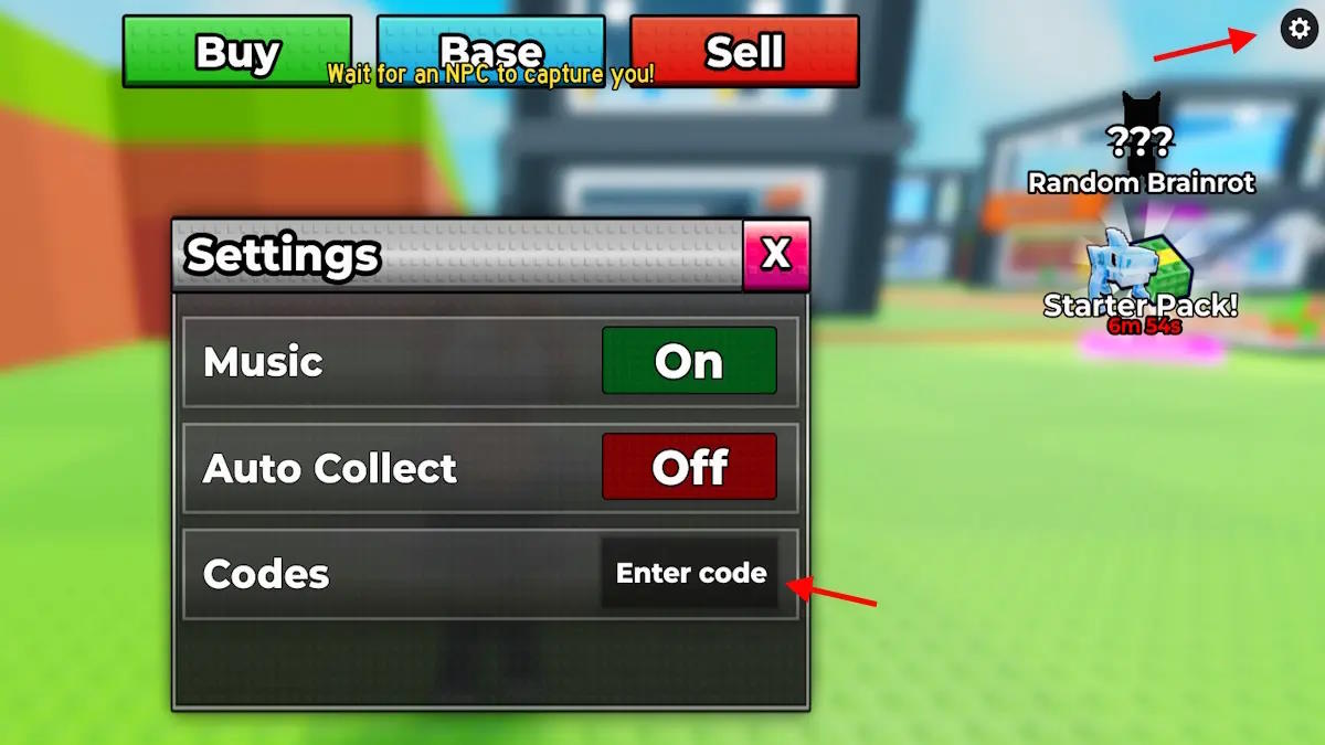 Màn hình đổi code Be a Brainrot