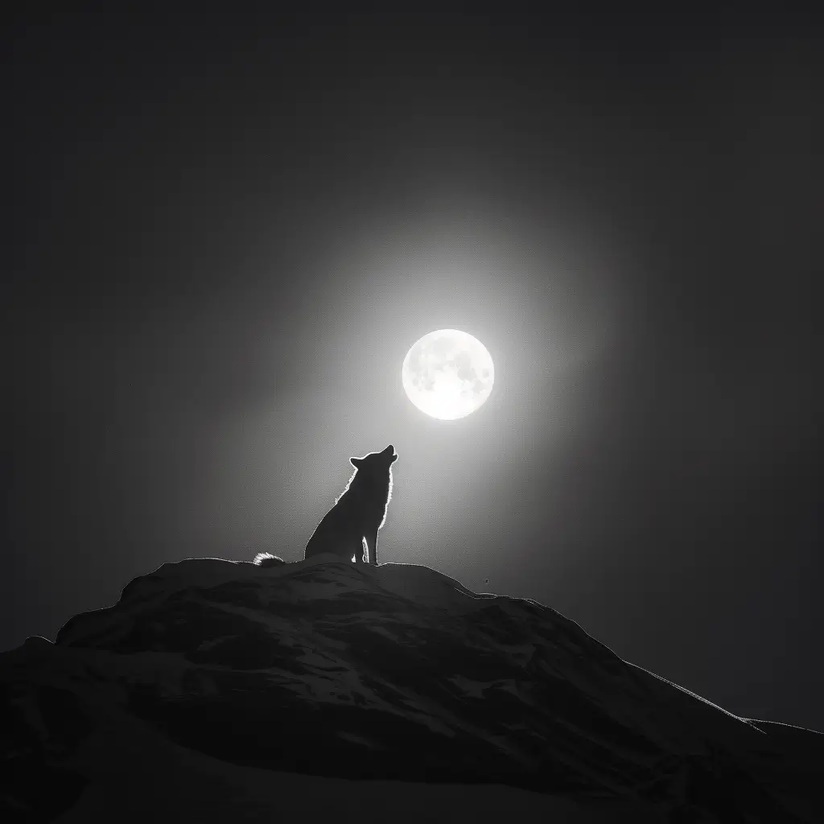 Hình bóng sói dưới trăng