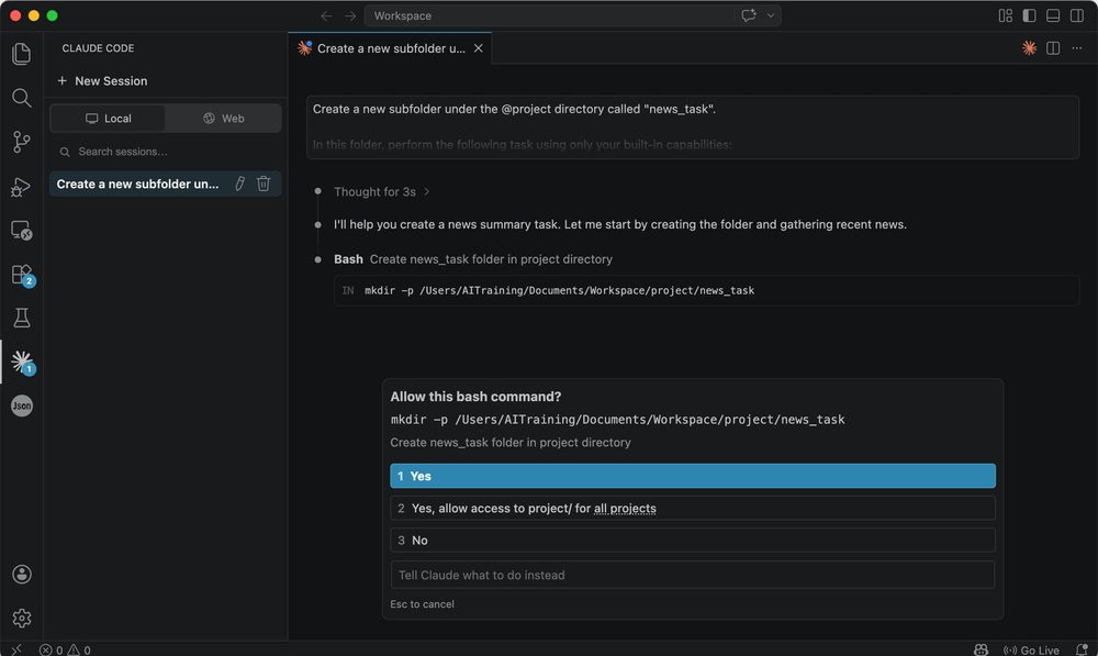 Tạo thư mục phụ