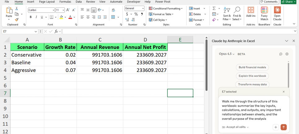 Bắt đầu sử dụng Claude Excel