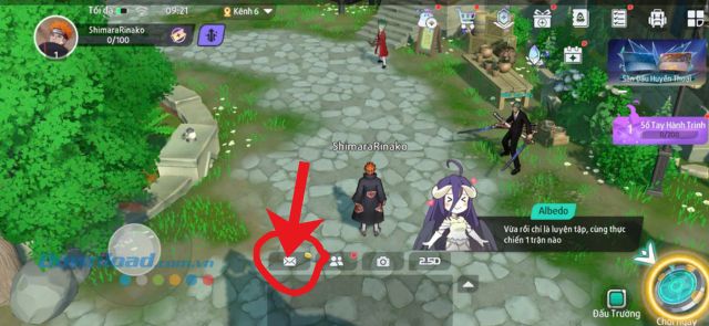 Nhấn vào biểu tượng bức thư