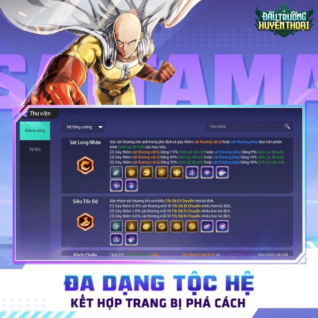 Đa dạng Tộc Hệ, kết hợp trang bị phá cách