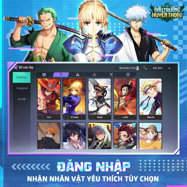 Đăng nhập nhận nhân vật yêu thích tùy chọn