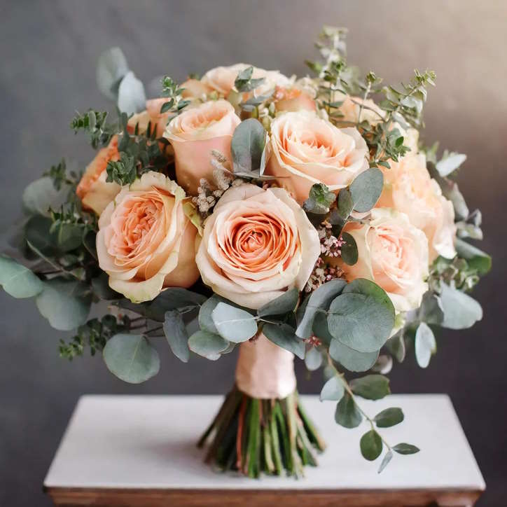 Bó hoa hồng phấn