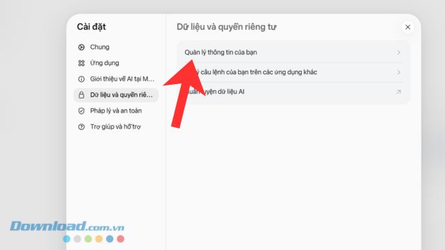 Ấn vào mục Quản lý thông tin của bạn