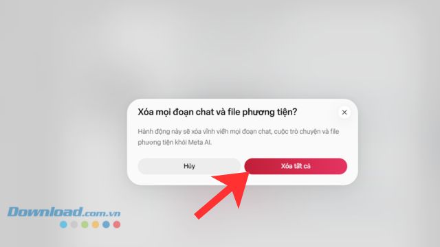 Nhấp chuột vào nút Xóa tất cả