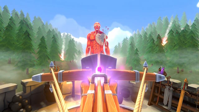 Sử dụng pháo và máy bắn đá để tiêu diệt các Titan khổng lồ