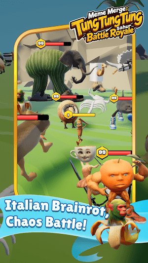 Tham gia vào những trận chiến meme vui nhộn trong game Tung Tung Merge Sahur Battle