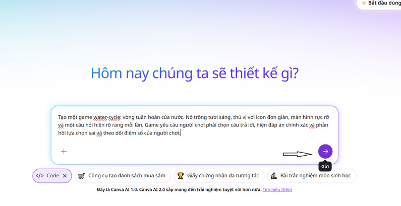 Kết quả tạo game bằng Canva
