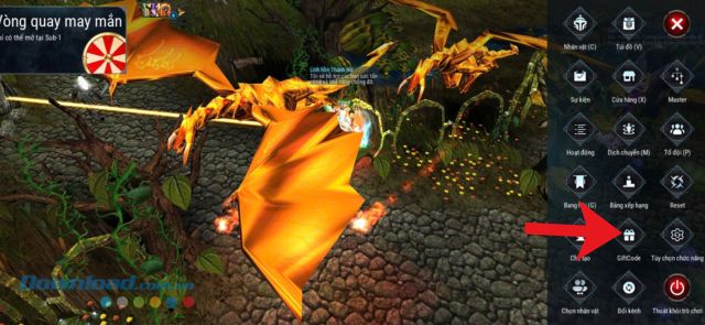 Ấn vào mục Giftcode