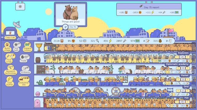 Capyvarias là game xây dựng đế chế Capybara độc đáo