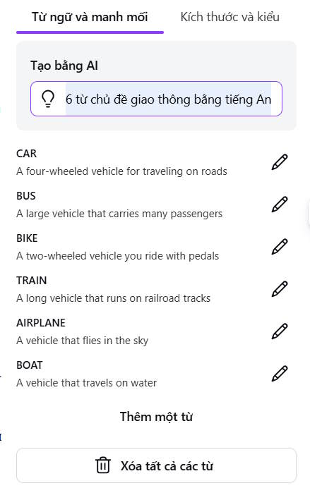 Gợi ý từ khóa cho ô chữ tạo bằng Canva