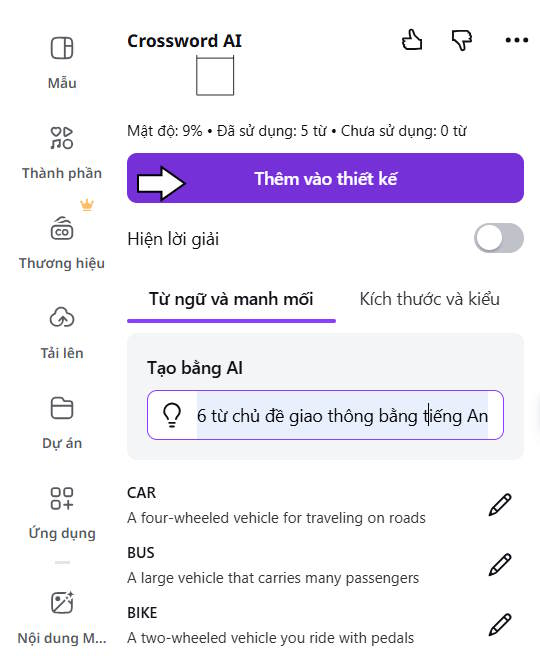 Thêm nội dung vào Thiết kế