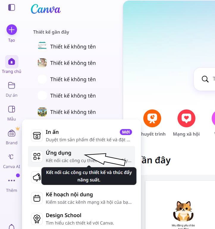 Ứng dụng trong Canva
