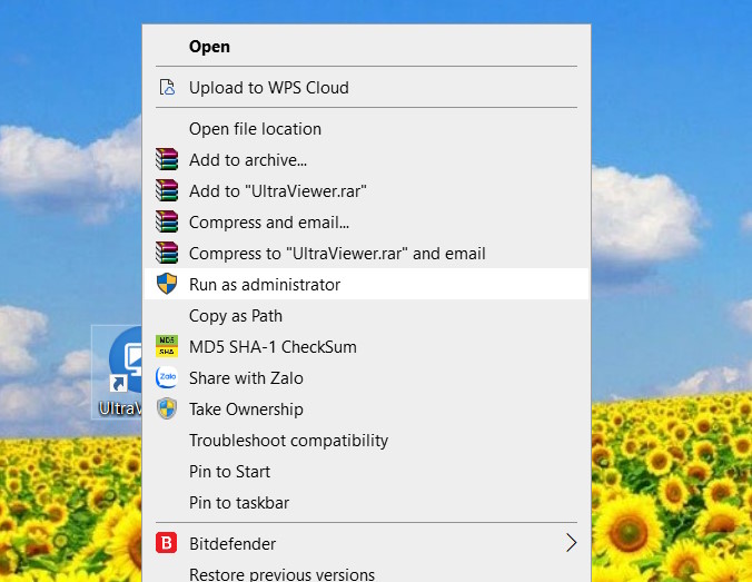 Mở bằng quyền Admin cho UltraViewer