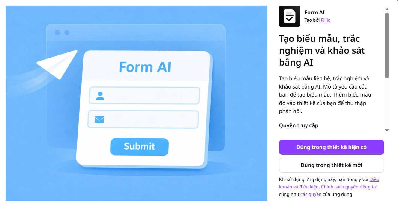 Lựa chọn thiết kế biểu mẫu trong Canva