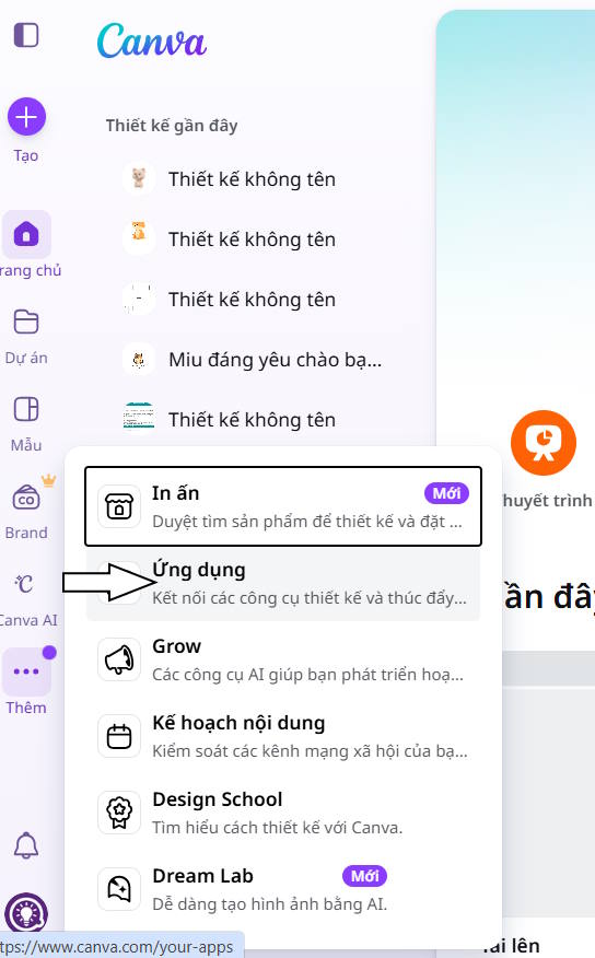 Ứng dụng trong Canva