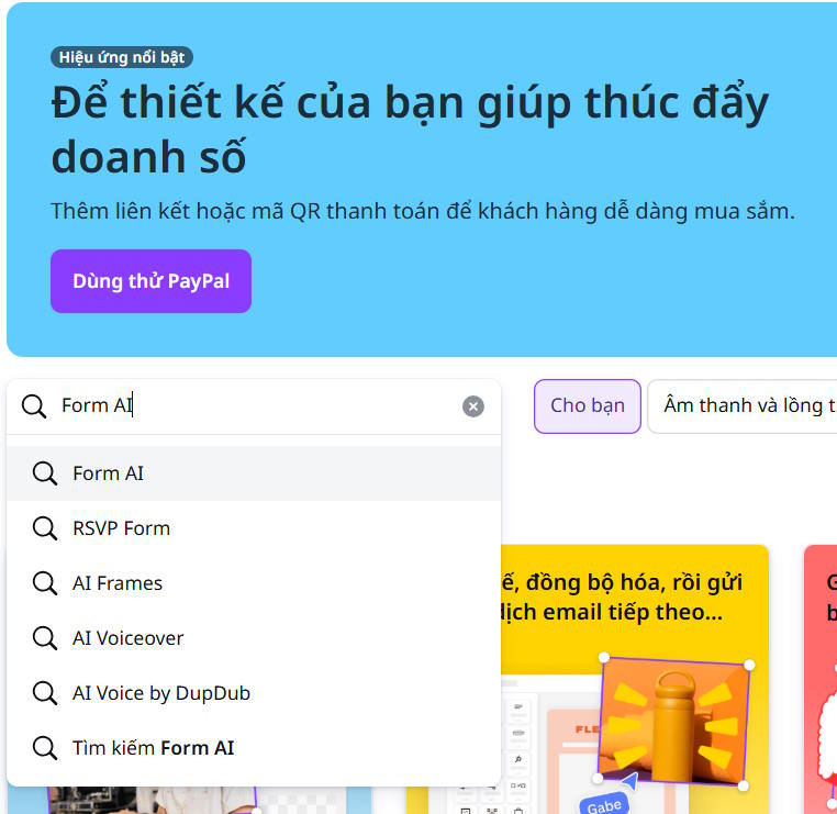 Gõ từ khóa biểu mẫu trên Canva