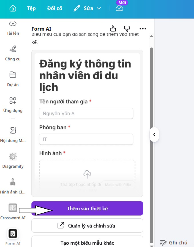 Kết quả biểu mẫu do Canva tạo