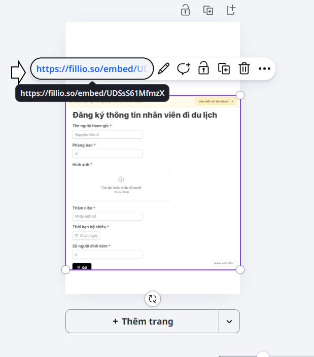 Link biểu mẫu do Canva tạo