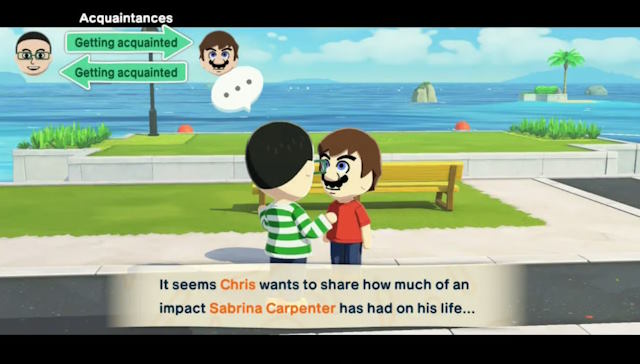 Kéo các Mii lại gần nhau để tương tác