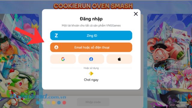 Đăng nhập tài khoản game CookieRun: Bánh Quy Đại Chiến