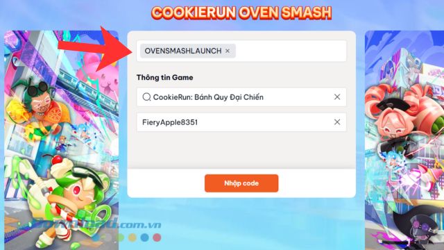 Nhập chính xác mã giftcode phía bên trên, tên nhân vật