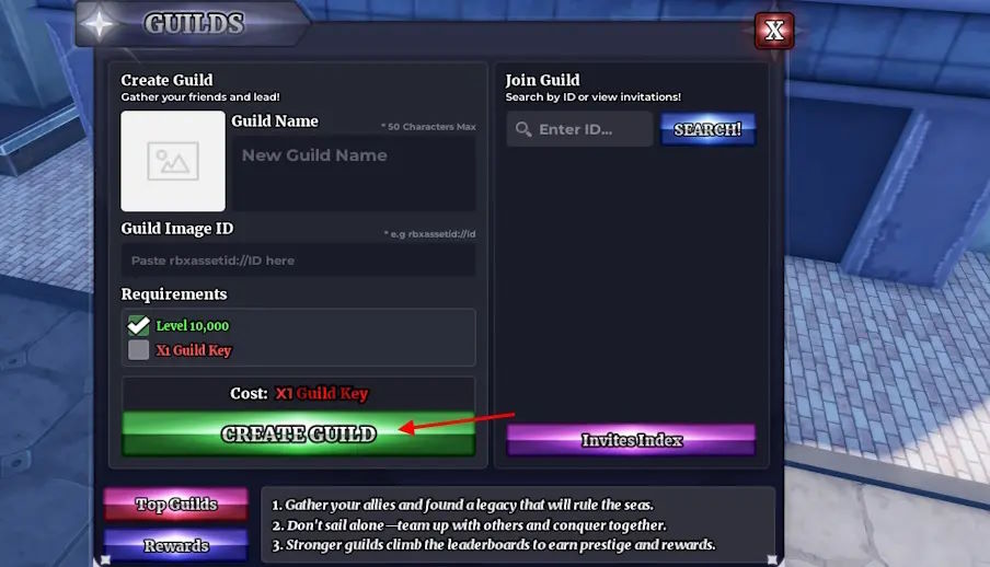 Tạo guild trong Sailor Piece