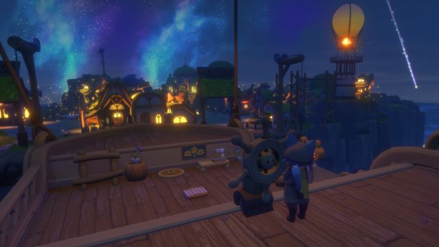 Lái khinh khí cầu thám hiểm quần đảo nổi và bán hàng cho cư dân động vật đáng yêu