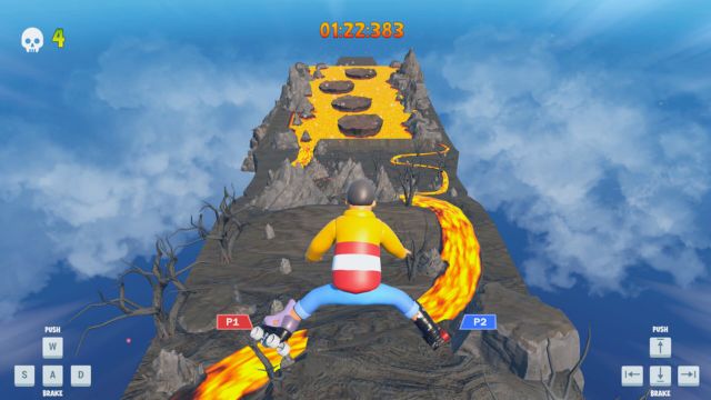 Mỗi người chơi điều khiển một chiếc giày patin, phối hợp và giao tiếp để chiến thắng