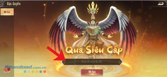 Nhập chính xác mã giftcode > Chạm vào nút Đổi quà