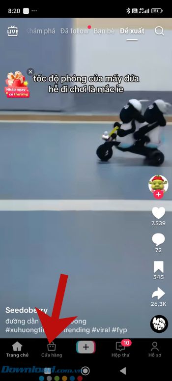 Ấn vào mục Cửa hàng