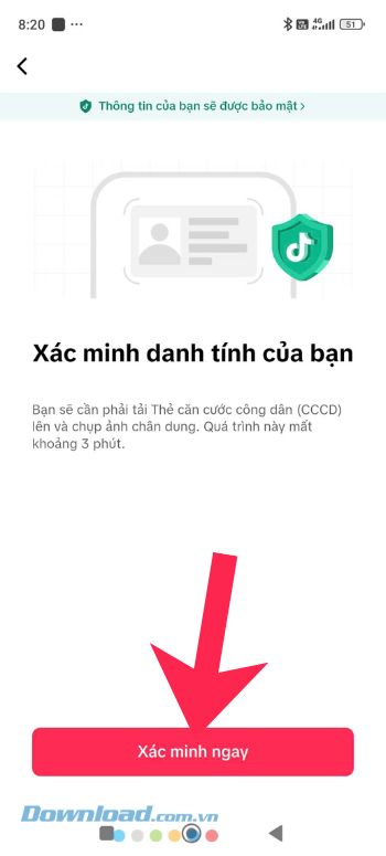 Nhấn vào nút Xác minh ngay