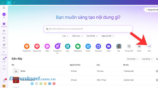 Nhấn vào mục Khác