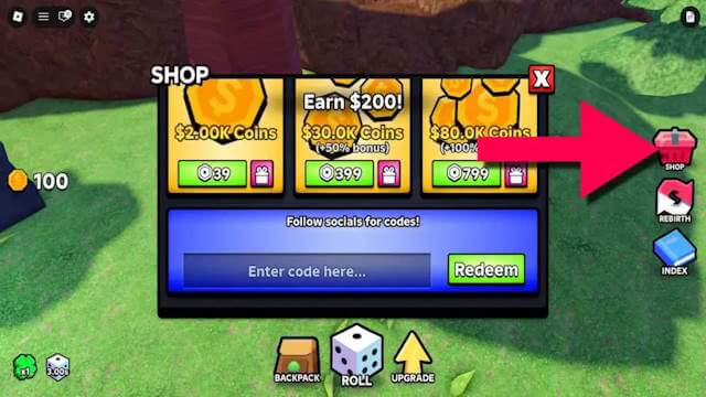 Cách nhập code trong game Slime RNG Roblox
