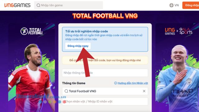 Nhấn vào nút Đăng nhập ngay