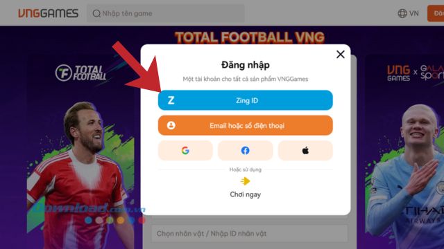 Đăng nhập tài khoản game của mình
